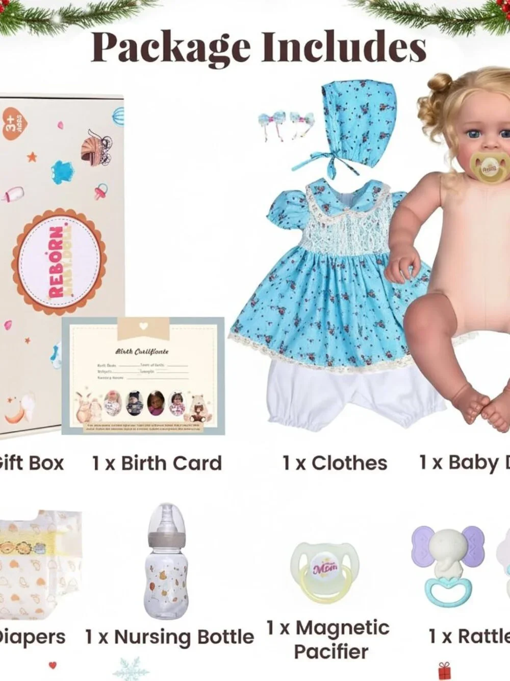 Reborn Baby Dolls, 18 Inch Realistic Baby Doll with Hand Rooted Hair | Newborn B